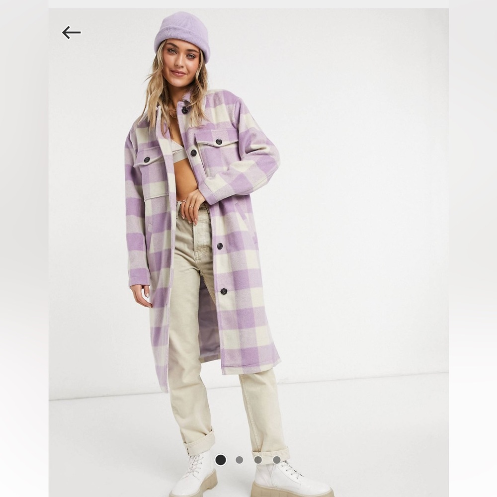 Violet romance checked longline shacket size M